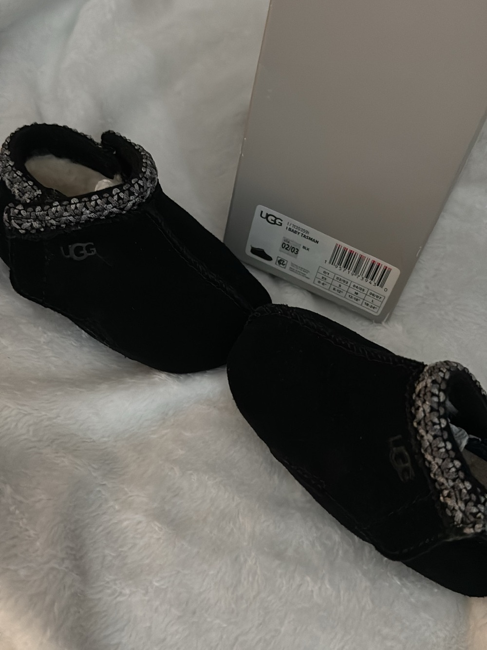 UGG Black Suede Slip-On Slippers with Knit Cuff